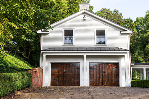A garage with an accessory dwelling unit above it.