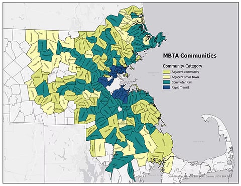 Map of Massachusetts MBTA communities.