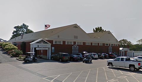 Exterior view of the South Shore Country Club in Hingham, where a function hall wall is scheduled for repairs.