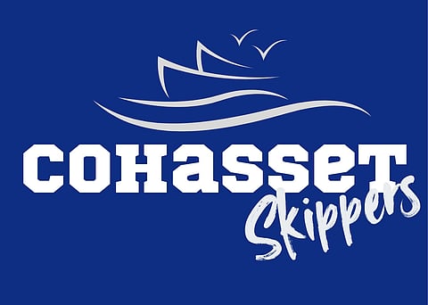 royal blue background with white Cohasset skippers text