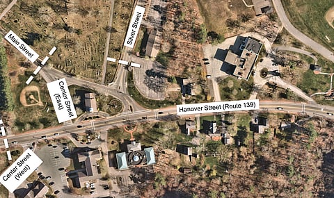 Aerial view of roads.