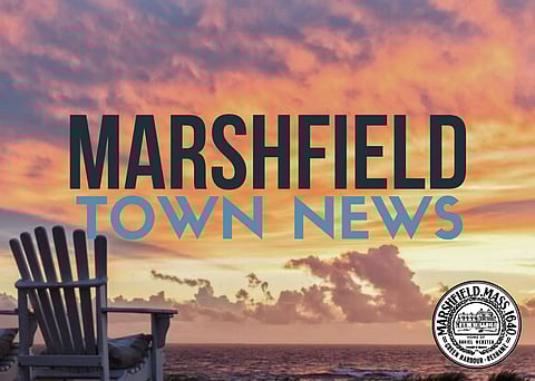 "Marshfield Town News" text over sunset.