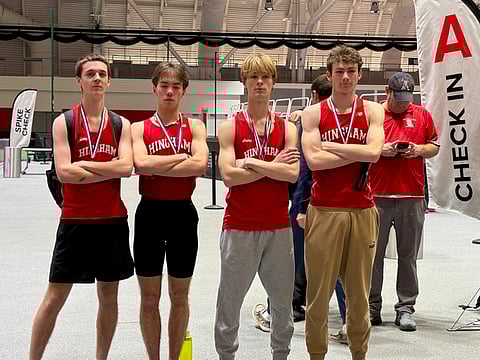 Hingham boys finished second overall and securing the top spot in the Keenan Division at the Patriot League Indoor Championship.