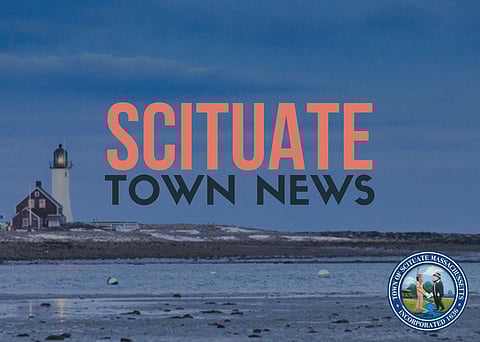 A photo of Scituate lighthouse and the beach with the words Scituate Town News and the Town seal overlaid.
