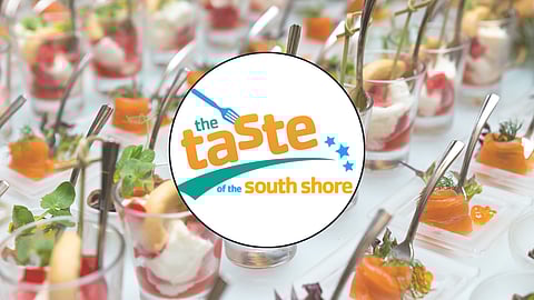 Taste of the South Shore logo over an image of appetizers