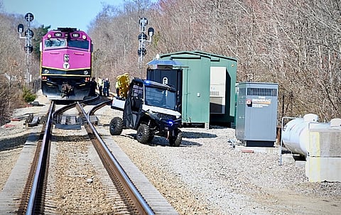 Emergency personnel respond to train incident in Cohasset after a person was fatally struck between Sohier Street and Rocky Lane.