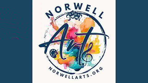 Norwell Arts logo in artistic watercolor color and script font