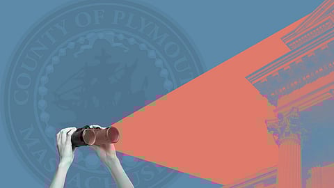 Binoculars and search lights with Plymouth County Seal