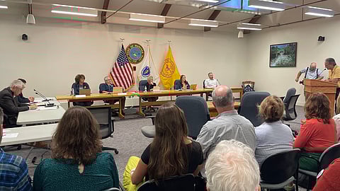 Hanover Select Board meeting with residents debating Vanessa O’Connor’s controversial Facebook post.