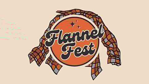 a flannel scarf surrounds the words Flannel Fest