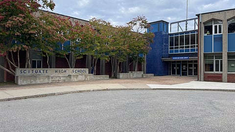 exterior image of Scituate High School- School Committee members discuss graduation requirements at a Scituate School Committee meeting.