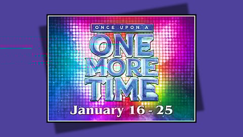 image of the once upon a one more time logo on a purple background