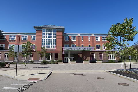 exterior of Hanover High School, a red brick building