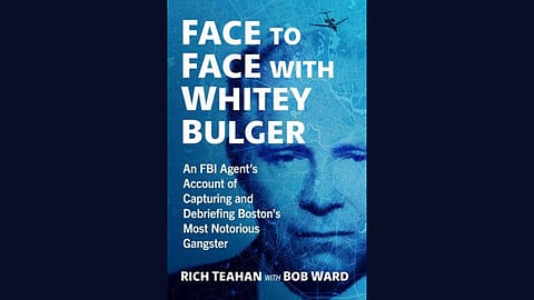 blue cover of a book with a picture of whitey burger, an old white man