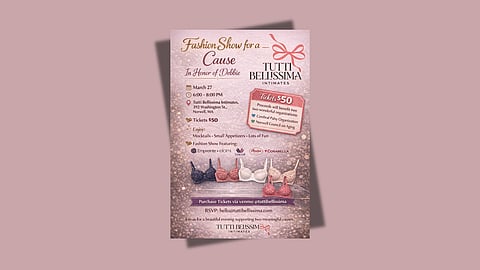 Tutti Bellissima Intimates is hosting a “Fashion Show for a Cause” on March 27, featuring real clients and community members modeling fall and winter styles from brands like Empreinte, Elomi, Wacoal, Anita, and Cosabella.