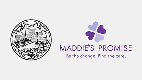 hingham town seal and Maddie's promise logo