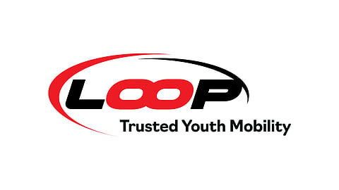 Loop shuttle logo in black and red