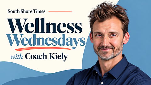 A white man with a salt and pepper beard smiles with the words Wellness Wednesdays with Coach Kiely on it