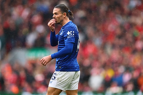 Jack Grealish was frustrated after Everton's 2-1 defeat against Liverpool