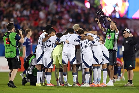 Vancouver Whitecaps players in a huddle