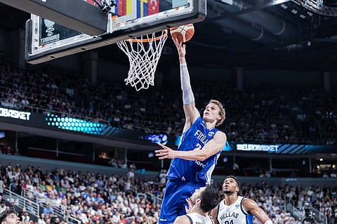 Lauri Markkanen in action for Finland