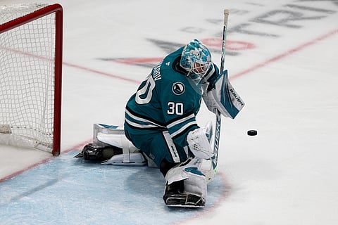 San Jose Sharks goaltender Yaroslav Askarov in action