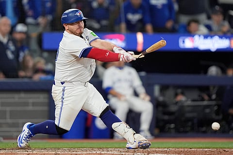 Toronto Blue Jays batter breaks his bat