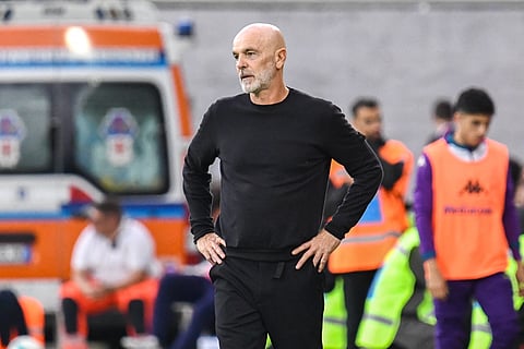 Stefano Pioli looks in distress