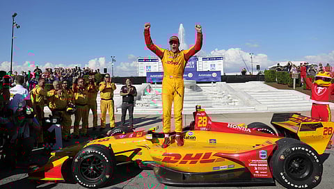 Ryan Hunter-Reay celebrates