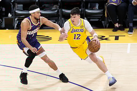 Jake LaRavia in action for Los Angeles Lakers