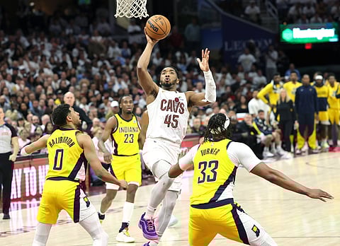 Cleveland Cavaliers and Indiana Pacers players in action