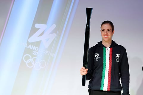 Carolina Kostner at the 2026 Winter Olympics unveiling ceremony