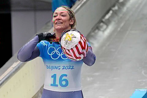 Katie Uhlaender during the 2022 Beijing Winter Olympics