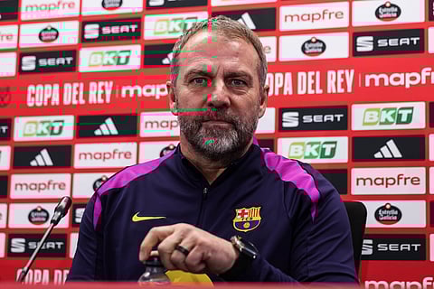 Hansi Flick during the pre-match press conference