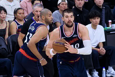 Los Angeles Clippers players in action during an NBA game