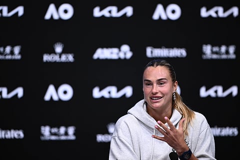 Aryna Sabalenka during press conference