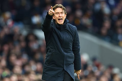 Thomas Frank instructs during Tottenham Hotspur vs West Ham United