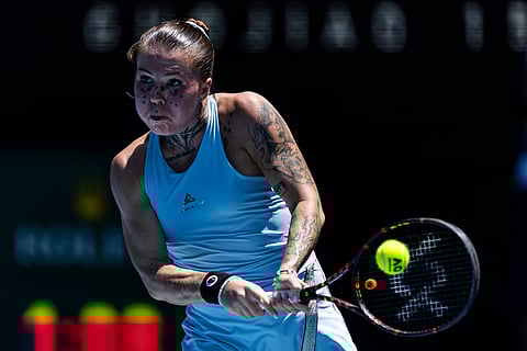 Oleksandra Oliynykova in action at Australian Open