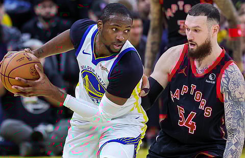 Toronto Raptors and Golden State Warriors players in action