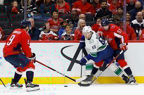 Vancouver Canucks and Washington Capitals players in action
