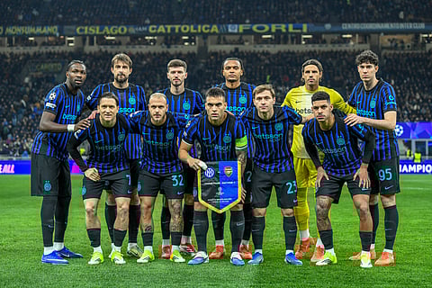 Inter Milan players pose for a team photo