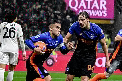 Lautaro Martinez celebrates his goal against Pisa