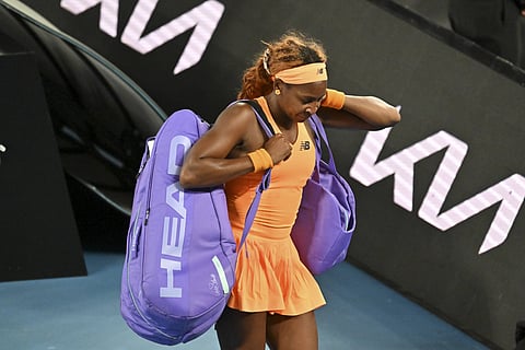 Coco Gauff walks off after losing to Elina Svitolina