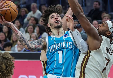 Charlotte Hornets' Lamelo Ball with the ball