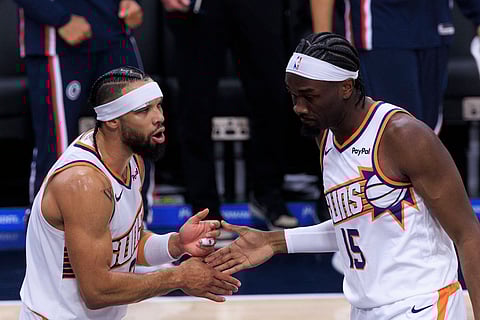 Dillon Brooks and Mark Williams in action for Phoenix Suns