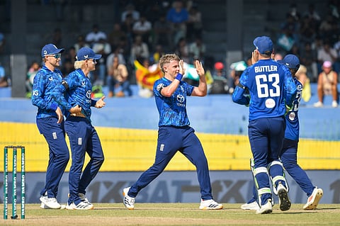 Sam Curran celebrates a wicket against Sri Lanka