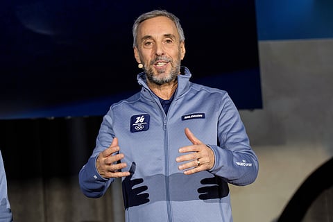 Winter Games CEO Andrea Varnier addresses the media