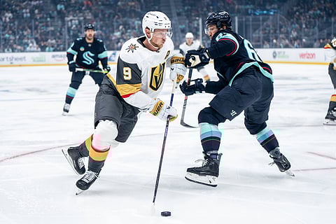 Seattle Kraken and Vegas Golden Knights players in action
