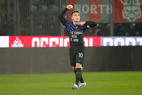 Inter Milan captain Lautaro Martinez celebrates his goal