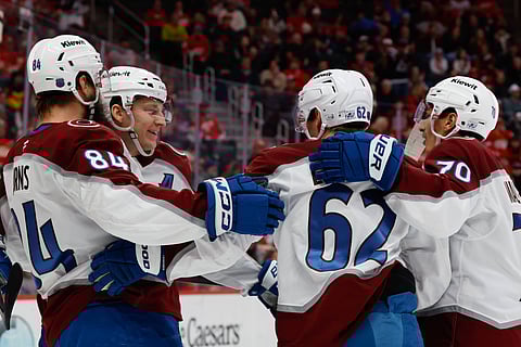 Colorado Avalanche celebrate their goal
